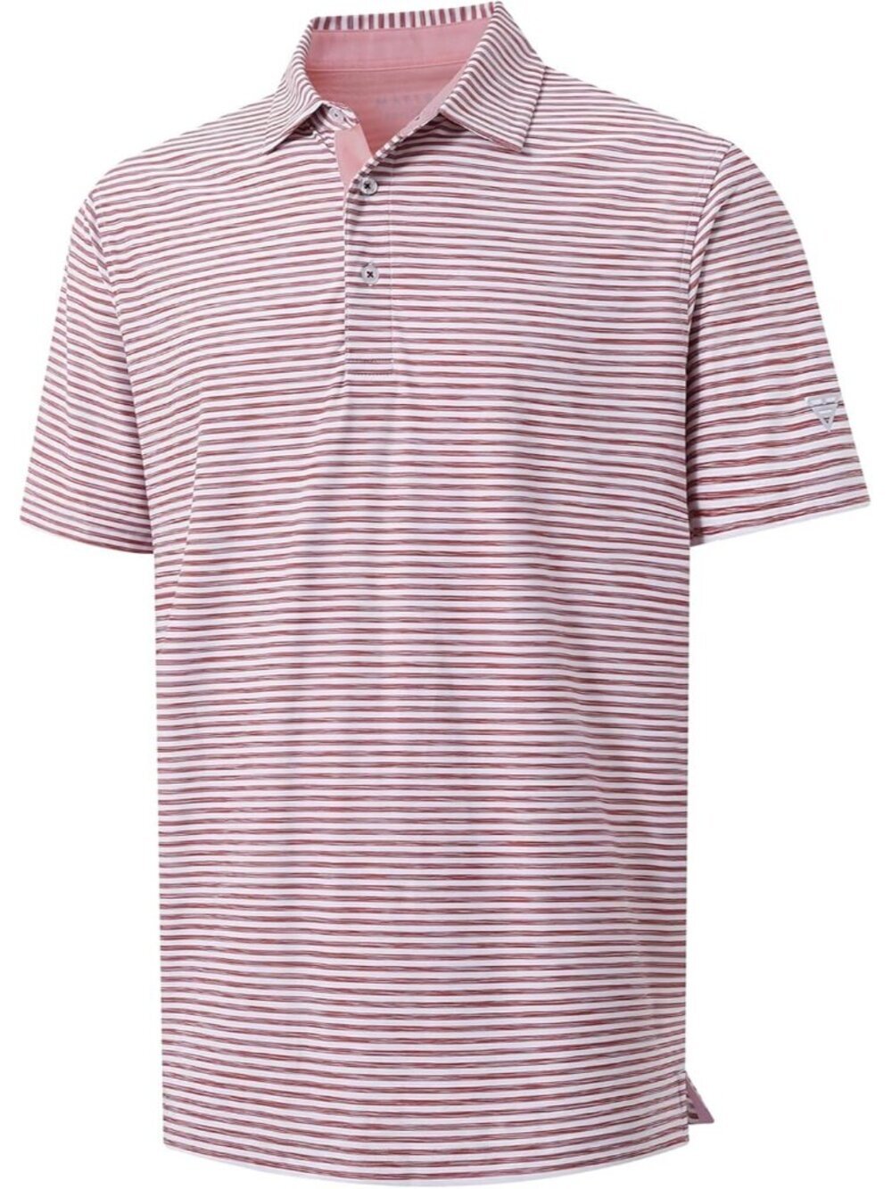 Mens Brick White Dry Fit Striped Polo Shirt Short Sleeve Moisture Wicking